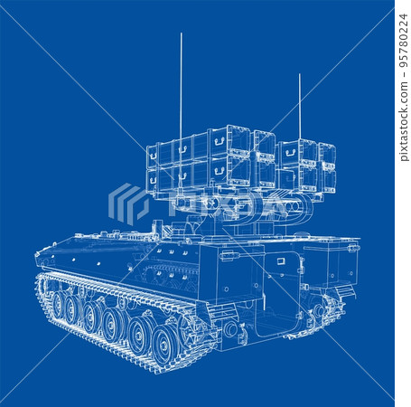 Military track missle system. Vector 95780224