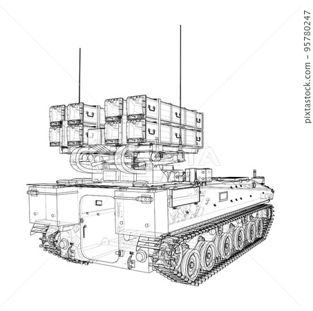 Military track missle system. Vector 95780247
