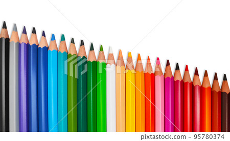 Crayons in line on a transparent background 95780374