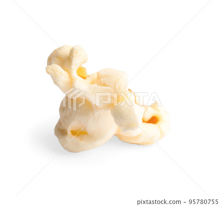 Tasty fresh pop corn isolated on white Tasty fresh pop corn isolated on white 95780755
