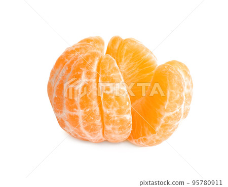 Peeled fresh juicy tangerine isolated on white Peeled fresh juicy tangerine isolated on white 95780911