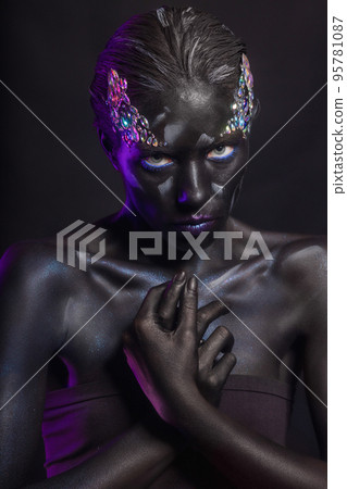 Nice brunette with makeup on face 95781087