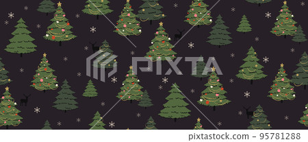 Christmas tree seamless pattern - hand drawn 95781288