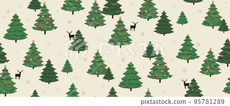 Christmas tree seamless pattern - hand drawn 95781289