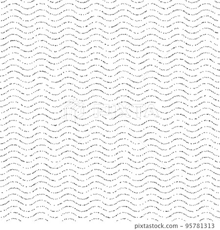 Dotted wave lines seamless pattern. Black and white wavy stipple background. Horizontal Polka dot stripes repeating wallpaper. Abstract minimalistic texture. Monochrome texture.  95781313