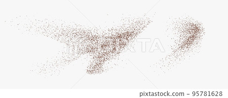 Flying coffee or chocolate powder, dust particles in motion, ground splash i 95781628