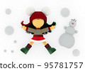 Snowman and rag doll in a knitted Christmas 95781757