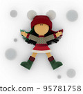 Cute rag doll in a knitted Christmas sweater like 95781758