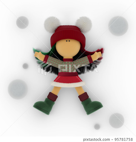 Cute rag doll in a knitted Christmas sweater like 95781758