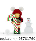 Cute rag doll in a knitted Christmas sweater with 95781760