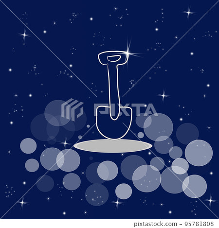 Shovel, work, services. Banner, illustration with dark blue color background.  New concept backdrop, glitter effect 95781808