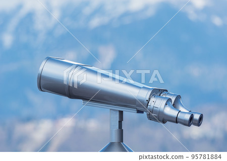 Binoculars on the mountain viewpoint at day time. 95781884