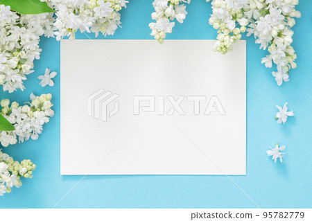 Floral background. Lilac flowers empty greetings card 95782779