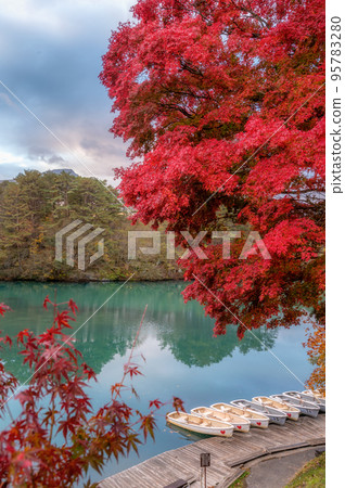 Kitashiobara Village, Fukushima Prefecture Morning at Goshikinuma with autumn leaves Kitashiobara Village, Fukushima Prefecture Morning at Goshikinuma with autumn leaves 95783280