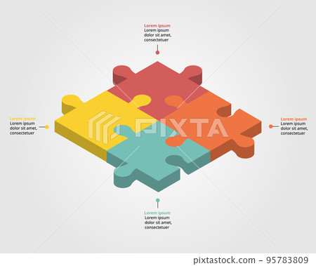 jigsaw graph chart template for infographic for presentation for 4 element 95783809