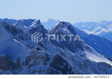 Mount Alvier in winter, Swiss Alps. Mount Alvier in winter, Swiss Alps. 95784013