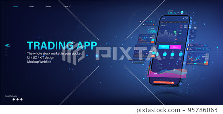 Crypto App for trading on mobile phone. Template 3D Smartphone Crypto App for trading on mobile phone. Template 3D Smartphone 95786063