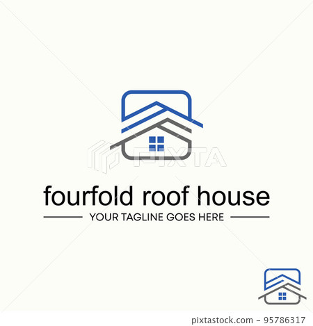 Simple and unique shape line five or four fold roof house homes image graphic icon logo design abstract concept vector stock. Can be used as symbol related to property or living 95786317