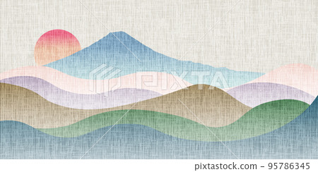 富士新年卡日本紙背景 富士新年卡日本紙背景 95786345