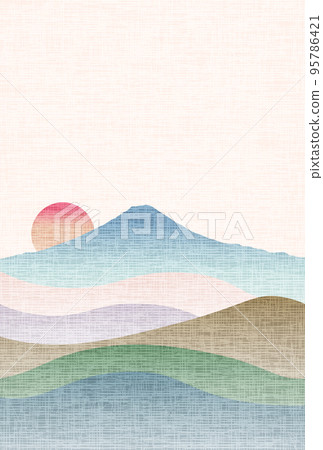Fuji New Year's cards Japanese paper background Fuji New Year's cards Japanese paper background 95786421
