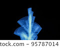 Technology digital flower neon blue light stripes on black background. 95787014