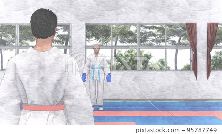 Karate match before the match male illustration 95787749