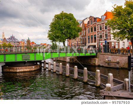 Passage of ships through drawbridge in the city of Haarlem. Netherlands Passage of ships through drawbridge in the city of Haarlem. Netherlands 95787910