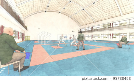 Karate match batting man illustration during the match 95788498