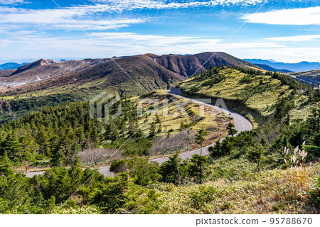 Shiga Kusatsu Kogen Route Mountain range and white fumes around Yugama Late October b-1 Shiga Kusatsu Kogen Route Mountain range and white fumes around Yugama Late October b-1 95788670