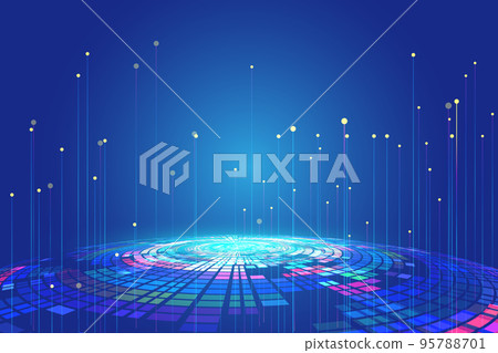 Colorful square spiral turntable and ray big data technology background Colorful square spiral turntable and ray big data technology background 95788701