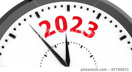 Clock dial with number 2023 Clock dial with number 2023 95789031