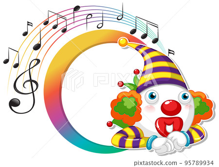 Circus clown with music key banner 95789934