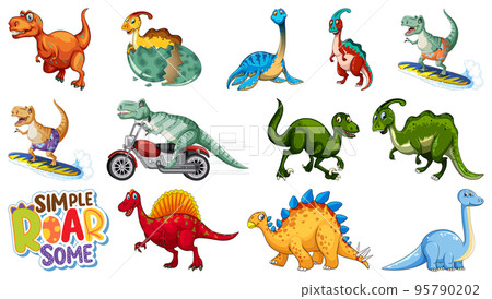 Many dinosaurs on white background Many dinosaurs on white background 95790202