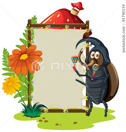 Sign board with beetle on white background Sign board with beetle on white background 95790334