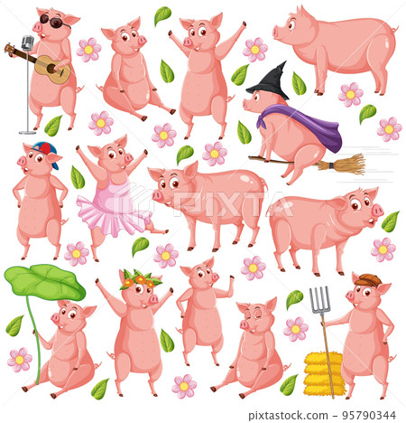 Cute animals cartoon set on white background Cute animals cartoon set on white background 95790344