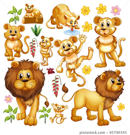 Cute animals set on white background 95790345