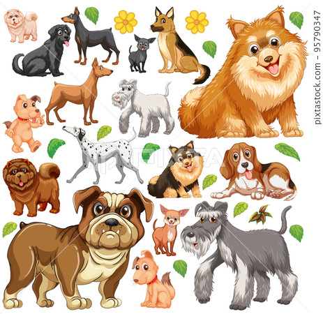 Cute animals set on white background Cute animals set on white background 95790347