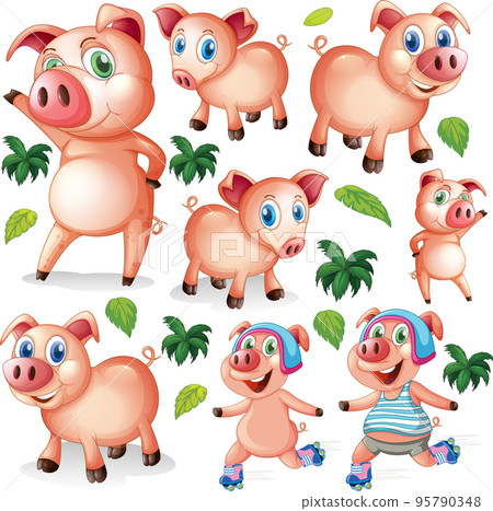 Cute animals cartoon set on white background Cute animals cartoon set on white background 95790348
