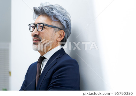 工作的商人白色背景 95790380