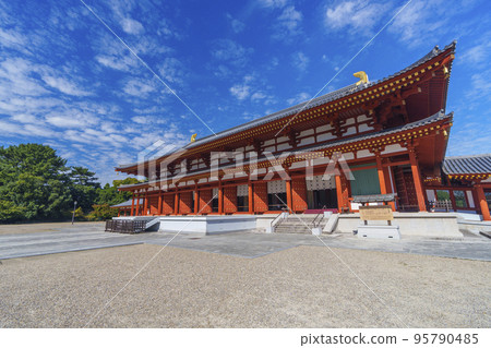The Great Auditorium of Yakushiji Temple in the autumn sky (Nishinokyo, Nara City, Nara Prefecture) 95790485
