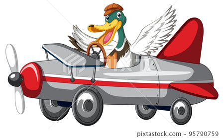 Soapbox derby with duck driving car 95790759