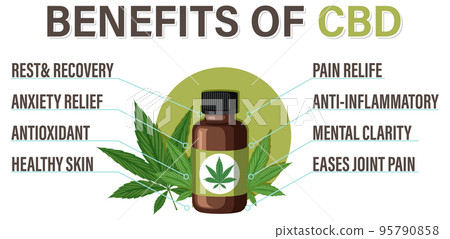 Benefits of CBD for physical health diagram 95790858