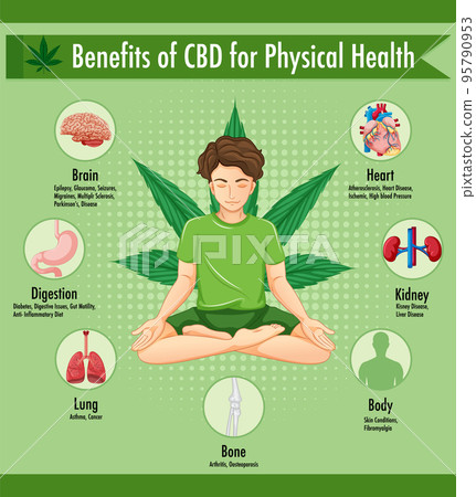 Benefits of CBD for physical health diagram 95790953