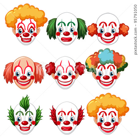 Set of clown facial expression 95791050