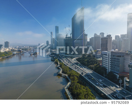 Aerial view of Brisbane city in Australia in morning Aerial view of Brisbane city in Australia in morning 95792089