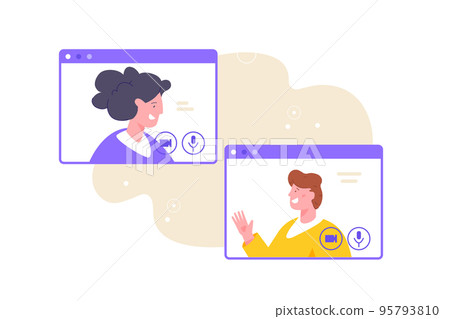 Video call conference, working from home, social distancing, business discussion 95793810