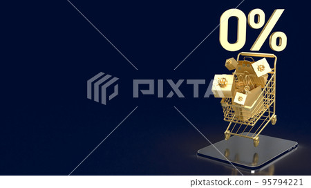 The gold zero percent on shopping cart for promotion concept 3d rendering The gold zero percent on shopping cart for promotion concept 3d rendering 95794221