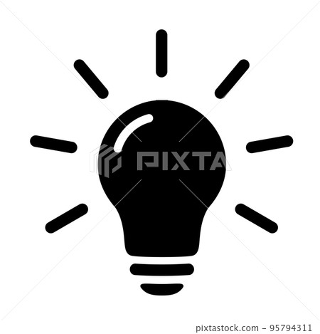 Black lightbulb icon in flat style. Lighting lamp Black lightbulb icon in flat style. Lighting lamp 95794311