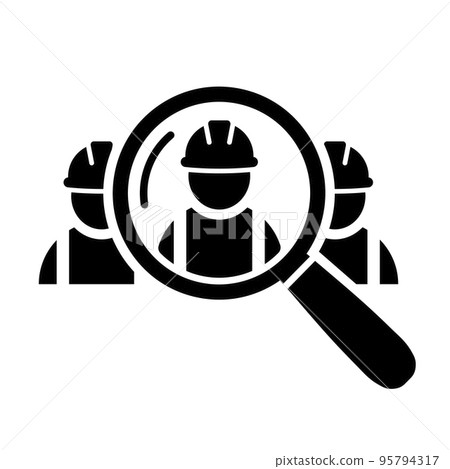 Industrial workers search icon Construction worker 95794317