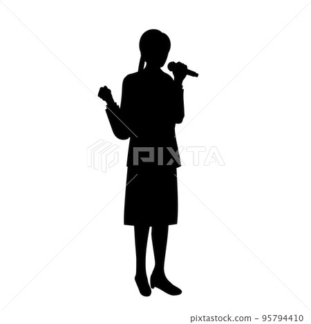 Illustration image of a female office worker singing a song 95794410